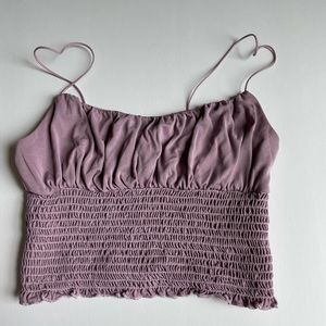 UO Emma Cupro Smocked Cami Lavender